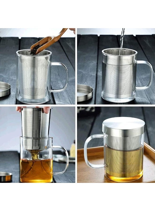 هوم زون هوم زون 16.9 اونصة كوب شاي من زجاج البوروسيليكات مع سلة نقع وتصفية من الستانلس ستيل وغطاء كوب شاي لنقع الشاي السائب سعة 500 مل (شفاف) - Image 5